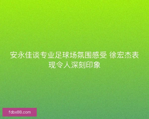 安永佳谈专业足球场氛围感受 徐宏杰表现令人深刻印象
