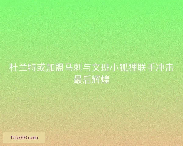 杜兰特或加盟马刺与文班小狐狸联手冲击最后辉煌